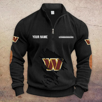 [TOUCHDOWN DEAL] NEW CUSTOMIZED NFL12 WTC WASHINGTON COMMANDERS MULTICOLOR STRIPED QUATER ZIP SWEATSHIRT