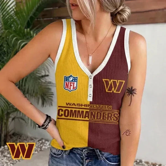 [TOUCHDOWN DEAL] NEW CUSTOMIZED NFL12 WTC WASHINGTON COMMANDERS WOMEN'S V-NECK TANK TOP