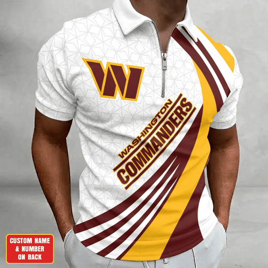 [TOUCHDOWN DEAL] NEW CUSTOMIZED NFL12 WTC WASHINGTON COMMANDERS ZIP POLO SHIRT