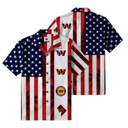 [TOUCHDOWN DEAL] NEW CUSTOMIZED NFL12 WTC WASHINGTON COMMANDERS PATRIOTIC 250 USA HAWAIIAN SHIRT