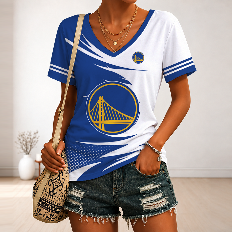 [HOT DEAL] NEW CUSTOMIZED NBA12 GSW GOLDEN STATE WARRIORS V-NECK FEMALE SHIRT