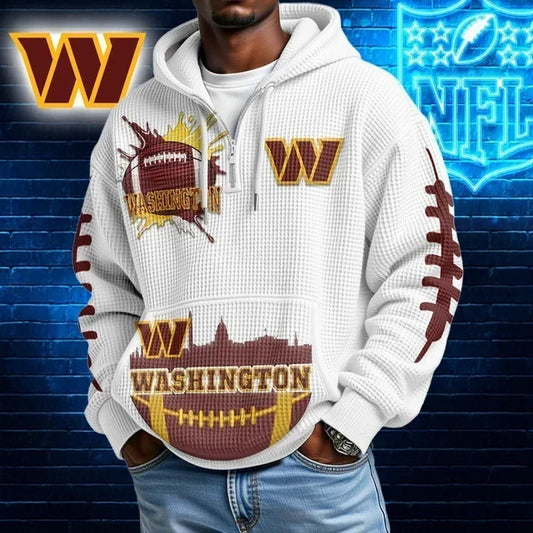 [TOUCHDOWN DEAL] NEW CUSTOMIZED NFL12 WTC WASHINGTON COMMANDERS WAFFLE FULL ZIP HOODIE