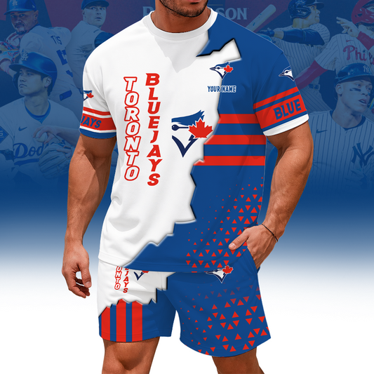 [HOMERUN DEAL] NEW CUSTOMIZED MLB12 TBJ TORONTO BLUE JAYS UNISEX T-SHIRT & SHORTS SET