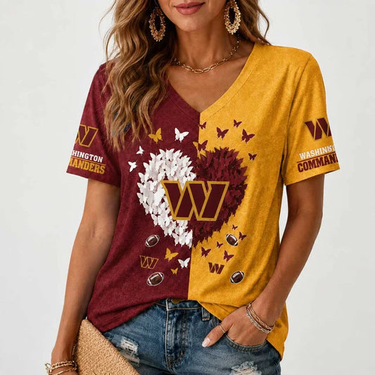 [TOUCHDOWN DEAL] NEW CUSTOMIZED NFL12 WTC WASHINGTON COMMANDERS V-NECK FEMALE SHIRT