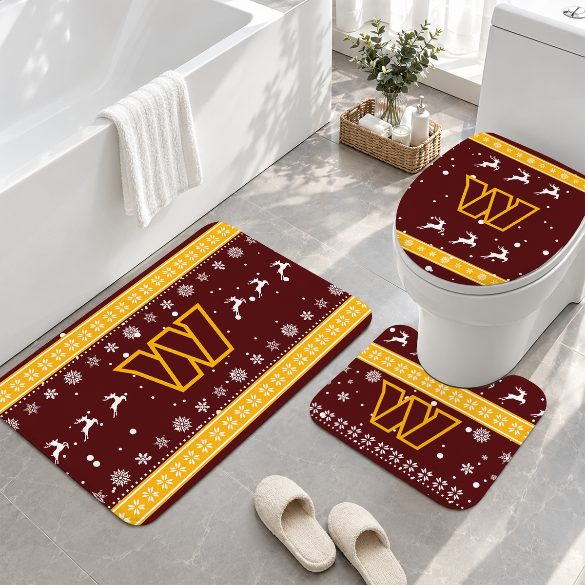 [TOUCHDOWN DEAL] NEW CUSTOMIZED NFL12 WTC WASHINGTON COMMANDERS 3-PIECE BATHROOM RUG SET