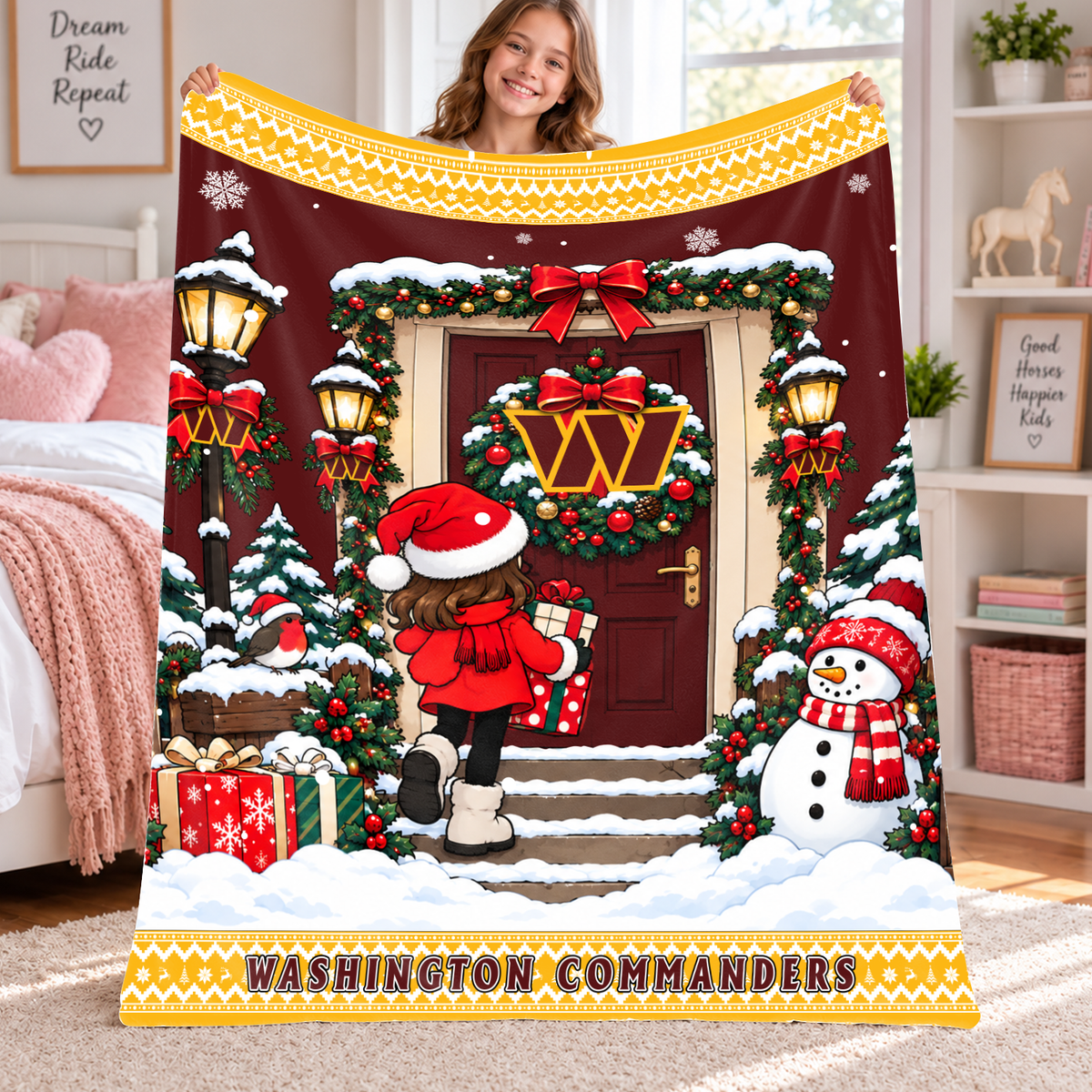 [TOUCHDOWN DEAL] NEW CUSTOMIZED NFL12 WTC THE COMMANDERS FLEECE BLANKET