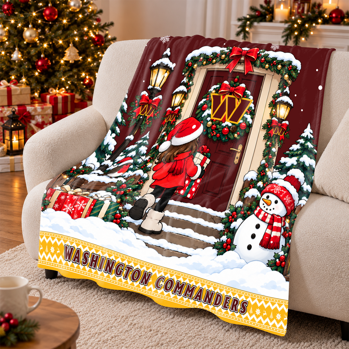[TOUCHDOWN DEAL] NEW CUSTOMIZED NFL12 WTC THE COMMANDERS FLEECE BLANKET