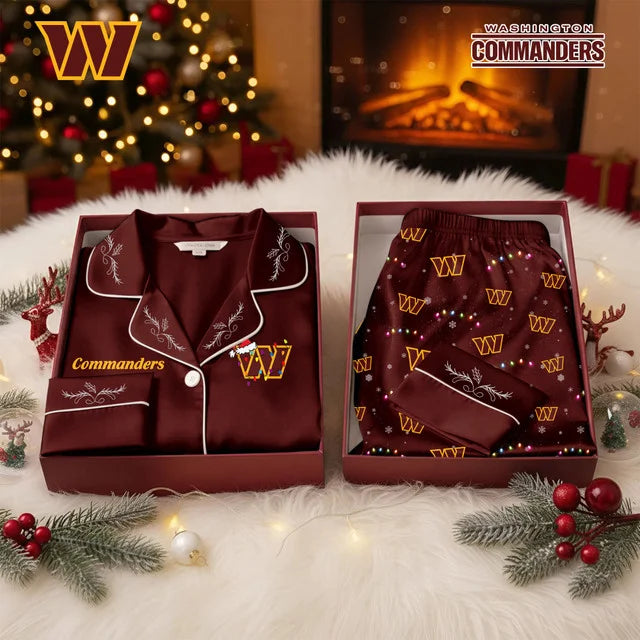 [TOUCHDOWN DEAL] NEW CUSTOMIZED NFL12 WTC WASHINGTON COMMANDERS LONG-SLEEVE PAJAMA SET