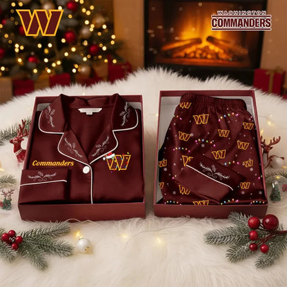 [TOUCHDOWN DEAL] NEW CUSTOMIZED NFL12 WTC WASHINGTON COMMANDERS LONG-SLEEVE PAJAMA SET
