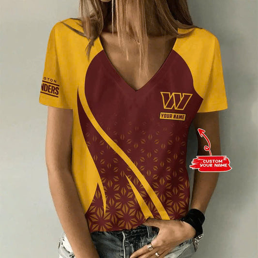 [TOUCHDOWN DEAL] NEW CUSTOMIZED NFL12 WTC WASHINGTON COMMANDERS V-NECK FEMALE SHIRT