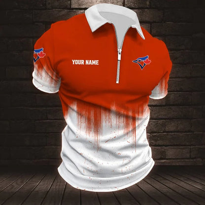 [HOMERUN DEAL] NEW CUSTOMIZED MLB12 TBJ TORONTO BLUE JAYS ZIP POLO SHIRT