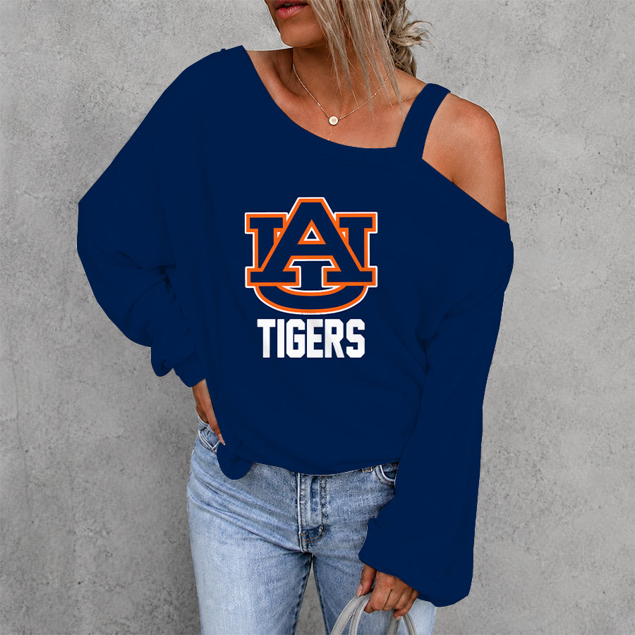 [TOUCHDOWN DEAL] NEW CUSTOMIZED NCAA FBS13 ABT AUBURN TIGERS WOMEN'S OFF-SHOULDER LONG SLEEVE SHIRT
