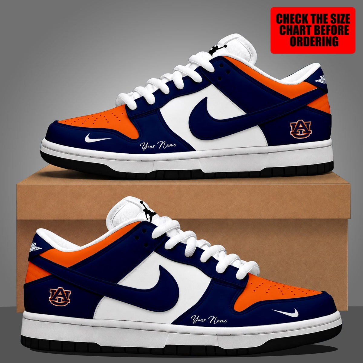 [TOUCHDOWN DEAL]NEW CUSTOMIZED NCAA FBS13 ABT AUBURN TIGERS DUNK LOW SHOES