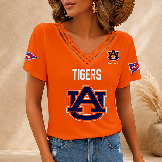 [TOUCHDOWN DEAL] NEW CUSTOMIZED NCAA FBS13 ABT AUBURN TIGERS V-NECK SHIRT
