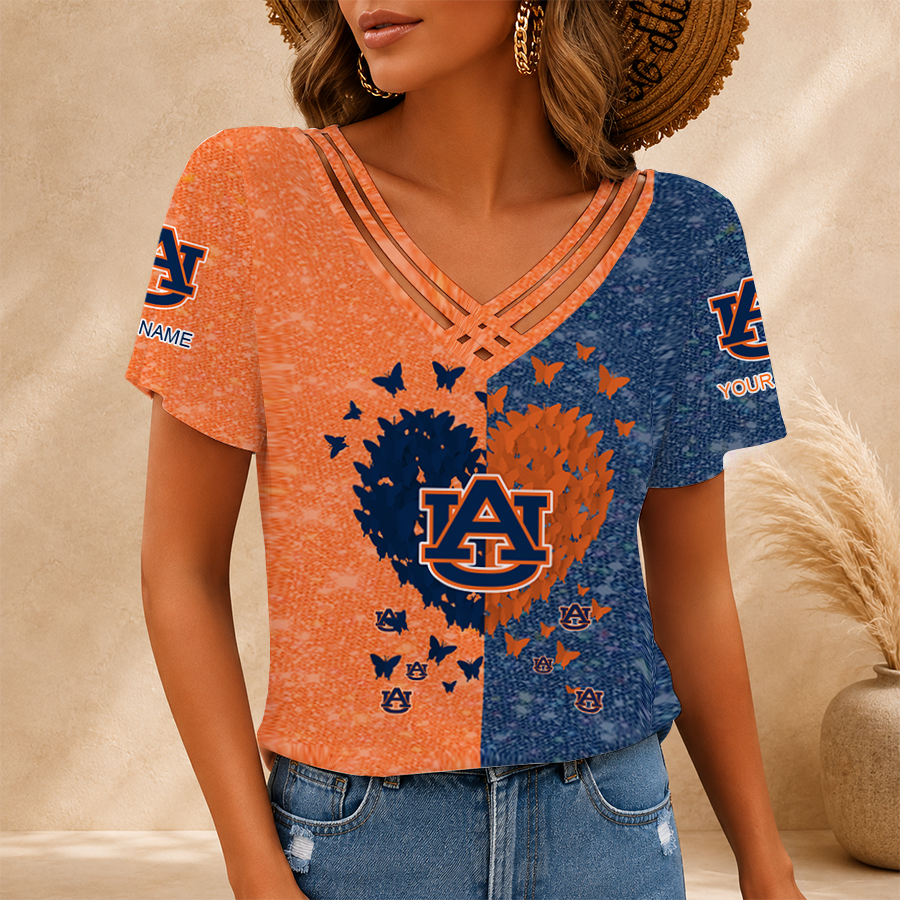 [TOUCHDOWN DEAL] NEW CUSTOMIZED NCAA FBS13 ABT AUBURN TIGERS V-NECK SHIRT