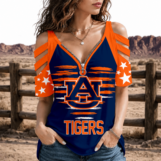 [FAN FAVORITE] NEW CUSTOMIZED NCAA FBS13 ABT AUBURN TIGERS STRAPPY COLD-SHOULDER TOP
