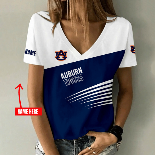 [TOUCHDOWN DEAL] NEW CUSTOMIZED NCAA FBS13 ABT AUBURN TIGERS V-NECK FEMALE SHIRT