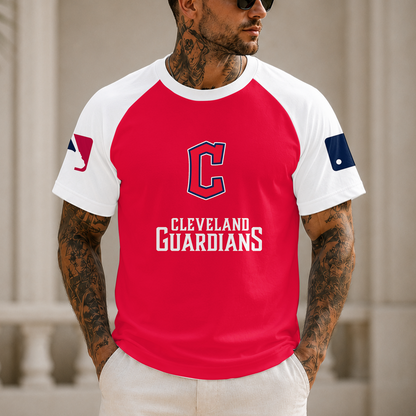 [HOMERUN DEAL] NEW MLB13 CGS CLEVELAND GUARDIANS CUSTOMIZED RAGLAN TEE