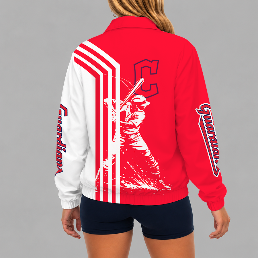 [HOMERUN DEAL] NEW CUSTOMIZED MLB13 CGS CLEVELAND GUARDIANS V-NECK ZIPPER SWEATSHIRT JACKET