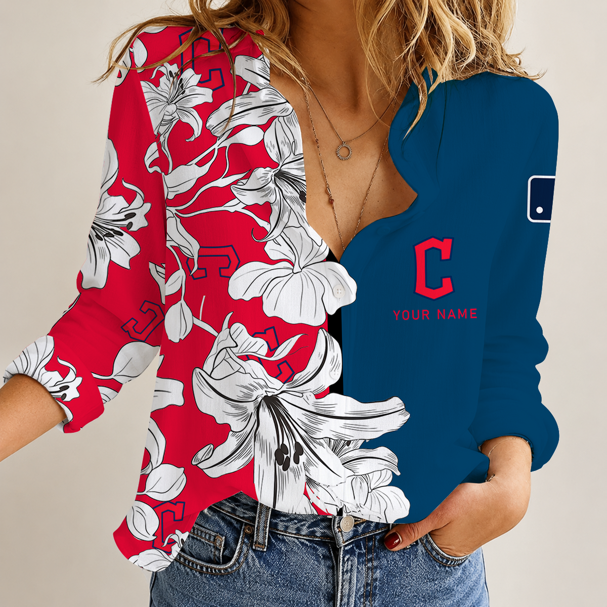 [HOMERUN DEAL] NEW CUSTOMIZED MLB13 CGS CLEVELAND GUARDIANS WOMEN CASUAL SHIRT
