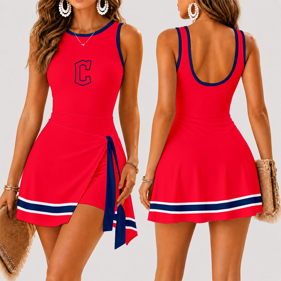 [HOMERUN DEAL] NEW CUSTOMIZED MLB13 CGS CLEVELAND GUARDIANS WOMEN'S SUMMER SKORT DRESS