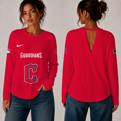 [HOMERUN DEAL] NEW CUSTOMIZED MLB13 CGS THE GUARDIANS WOMEN'S BACK V-CUT LONG-SLEEVE SHIRT
