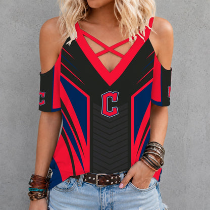 [HOMERUN DEAL] NEW CUSTOMIZED MLB13 CGS CLEVELAND GUARDIANS CRISS CROSS V-NECK TOP
