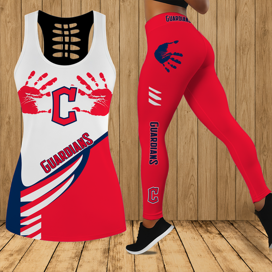 [HOMERUN DEAL] NEW CUSTOMIZED MLB13 CGS CLEVELAND GUARDIANS HOLLOW TANK TOP & LEGGINGS SET