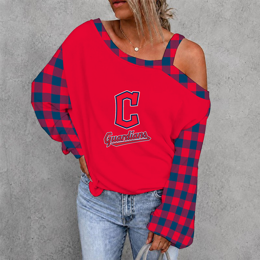 [HOMERUN DEAL] NEW CUSTOMIZED MLB13 CGS CLEVELAND GUARDIANS WOMEN'S OFF-SHOULDER LONG SLEEVE SHIRT