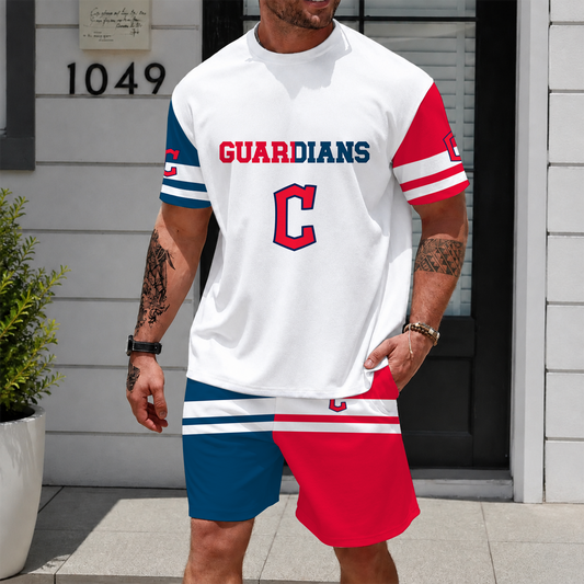 [HOMERUN DEAL] NEW CUSTOMIZED MLB13 CGS CLEVELAND GUARDIANS UNISEX T-SHIRT & SHORTS SET