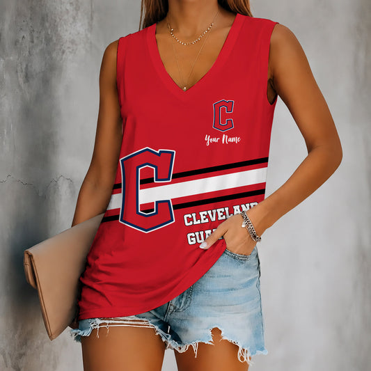 [HOMERUN DEAL] NEW CUSTOMIZED MLB13 CGS CLEVELAND GUARDIANS WOMEN'S V-NECK TANK TOP