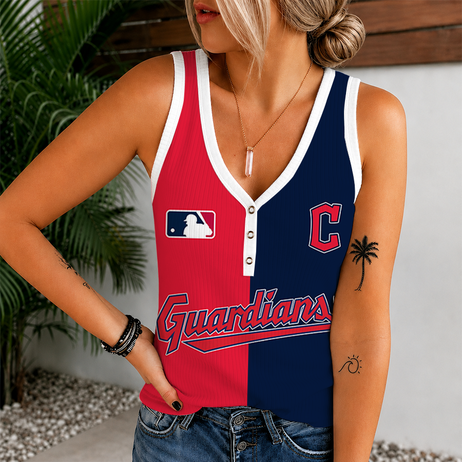 [HOMERUN DEAL] NEW CUSTOMIZED MLB13 CGS CLEVELAND GUARDIANS WOMEN'S V-NECK TANK TOP
