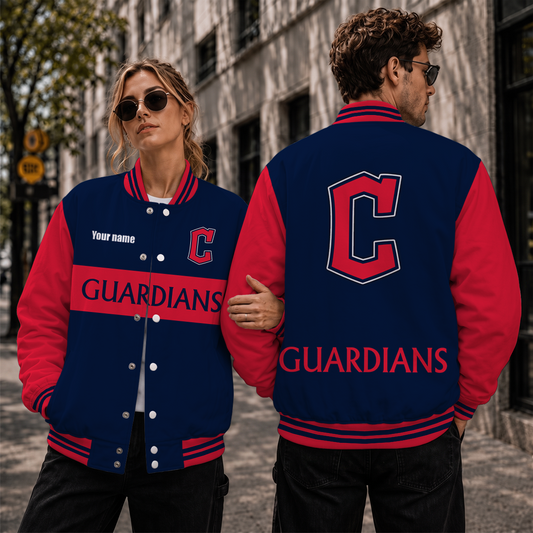 [HOMERUN DEAL] NEW CUSTOMIZED MLB13 CGS CLEVELAND GUARDIANS SATIN VARSITY & BASEBALL JACKET