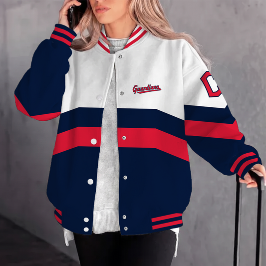 [HOMERUN DEAL] NEW CUSTOMIZED MLB13 CGS CLEVELAND GUARDIANS SATIN VARSITY & BASEBALL JACKET