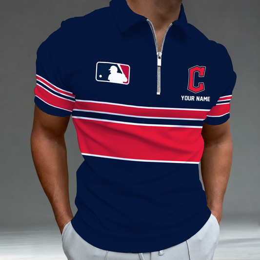 [HOMERUN DEAL] NEW CUSTOMIZED MLB13 CGS CLEVELAND GUARDIANS ZIP POLO SHIRT