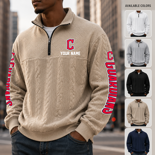 [HOMERUN DEAL] NEW CUSTOMIZED MLB13 CGS CLEVELAND GUARDIANS MULTICOLOR QUARTER-ZIP SWEATSHIRT