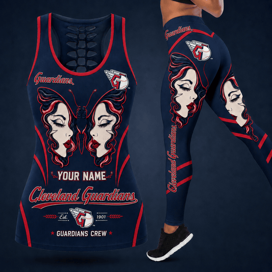 [HOMERUN DEAL] NEW CUSTOMIZED MLB13 CGS CLEVELAND GUARDIANS HOLLOW TANK TOP & LEGGINGS SET