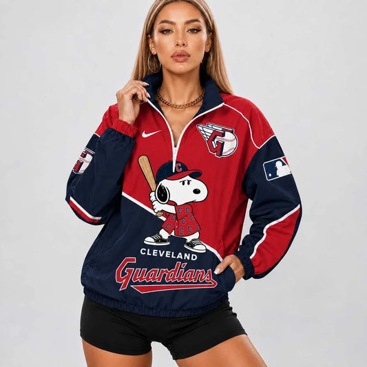 [HOMERUN DEAL] NEW CUSTOMIZED MLB13 CGS CLEVELAND GUARDIANS V-NECK ZIPPER SWEATSHIRT JACKET