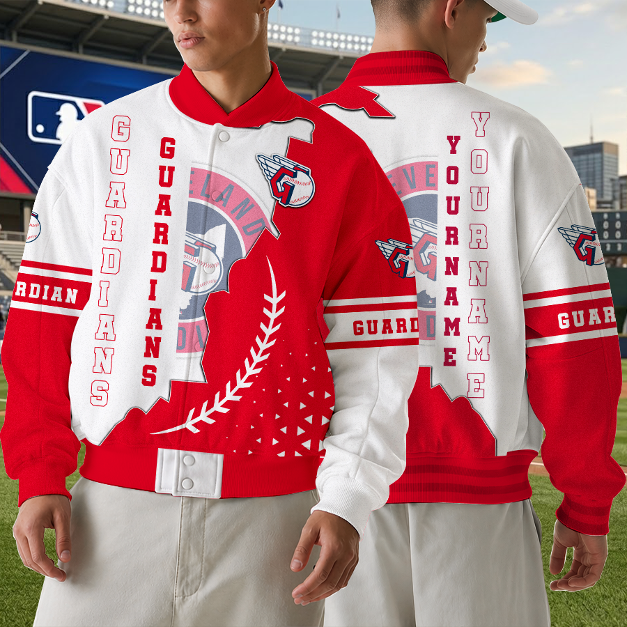 [HOMERUN DEAL] NEW CUSTOMIZED MLB13 CGS CLEVELAND GUARDIANS SATIN VARSITY & BASEBALL JACKET