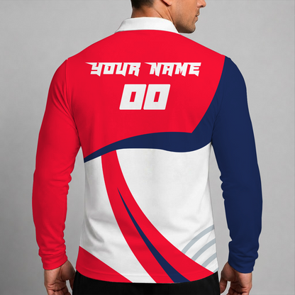 [HOMERUN DEAL] NEW CUSTOMIZED MLB13 CGS CLEVELAND GUARDIANS MEN'S LONG SLEEVE POLO