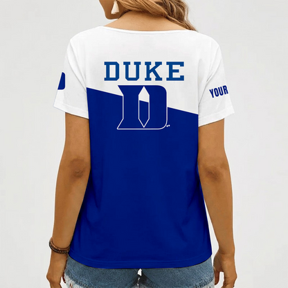 [HOOPS SPECIAL] NEW CUSTOMIZED NCAA CFH13 DLD DUKE BLUE DEVILS V-NECK FEMALE SHIRT