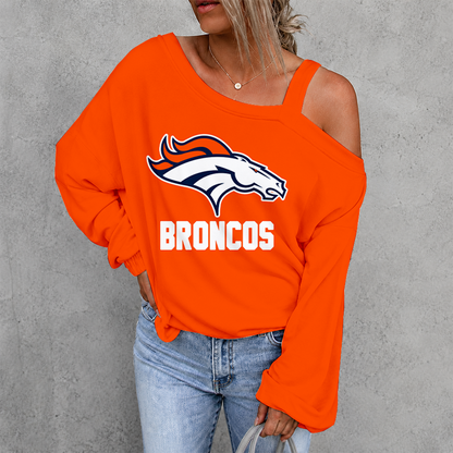 [SPECIAL OFFER] NEW CUSTOMIZED NFL13 DVB DENVER BRONCOS WOMEN'S OFF-SHOULDER LONG SLEEVE SHIRT