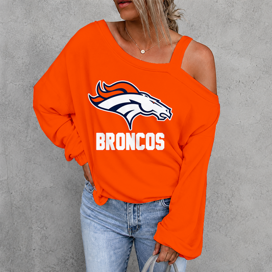 [SPECIAL OFFER] NEW CUSTOMIZED NFL13 DVB DENVER BRONCOS WOMEN'S OFF-SHOULDER LONG SLEEVE SHIRT