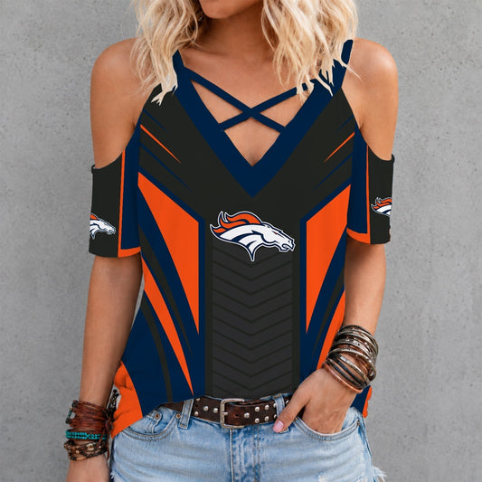 [TOUCHDOWN DEAL] NEW CUSTOMIZED NFL13 DVB DENVER BRONCOS CRISS CROSS V-NECK TOP