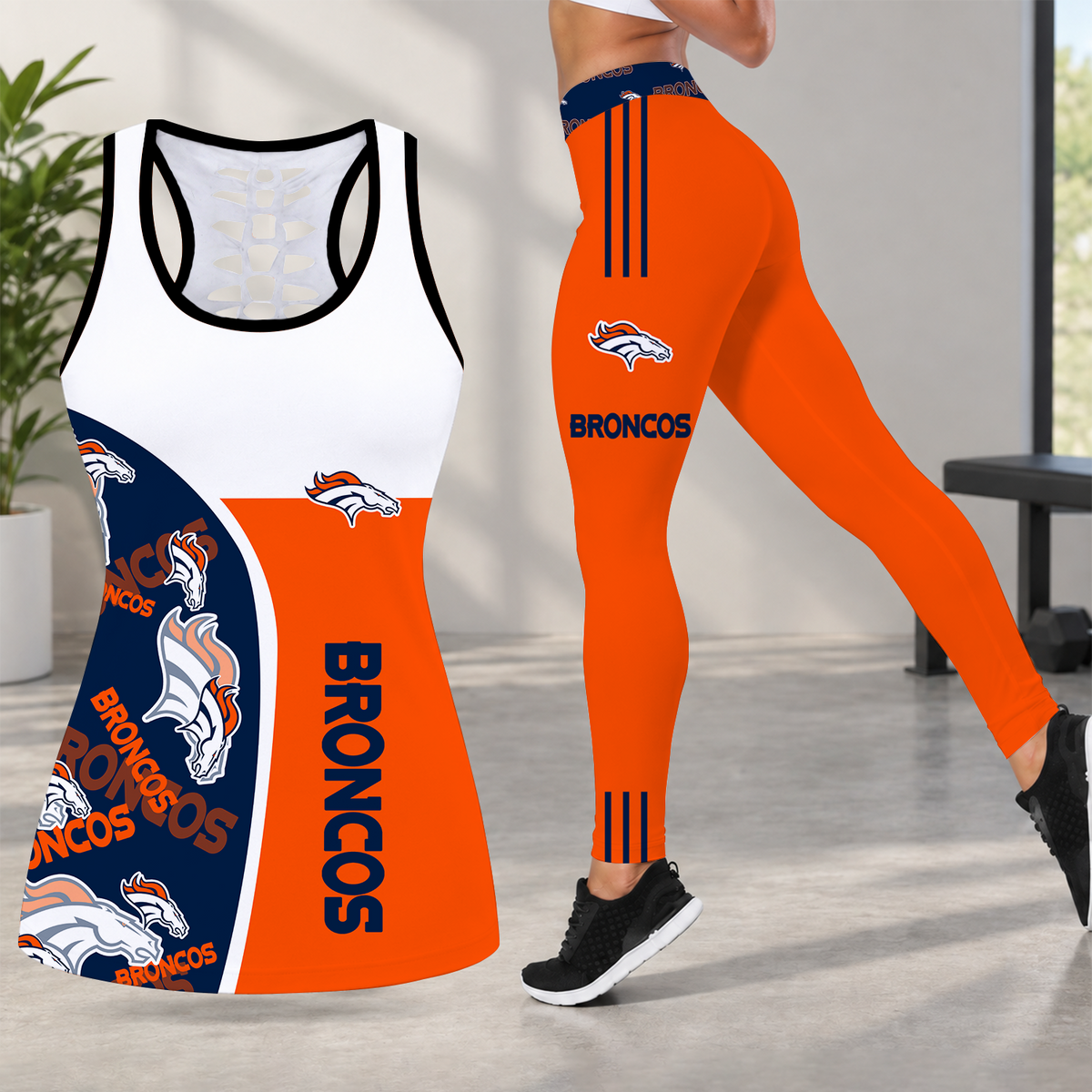 [TOUCHDOWN DEAL] NEW CUSTOMIZED NFL13 DVB DENVER BRONCOS HOLLOW TANK TOP & LEGGINGS SET