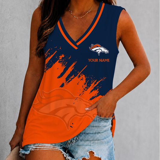 [TOUCHDOWN DEAL] NEW CUSTOMIZED NFL13 DVB DENVER BRONCOS WOMEN'S V-NECK TANK TOP