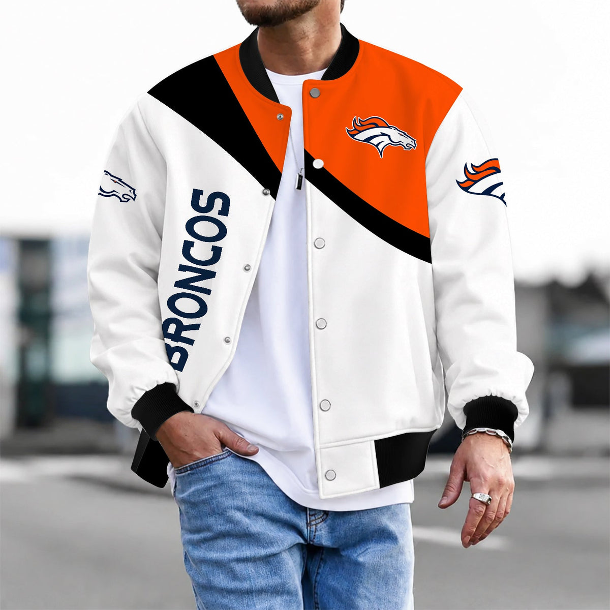 [TOUCHDOWN DEAL] NEW CUSTOMIZED NFL13 DVB DENVER BRONCOS SATIN VARSITY & BASEBALL JACKET