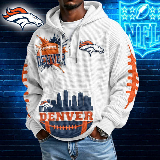 [TOUCHDOWN DEAL] NEW CUSTOMIZED NFL13 DVB DENVER BRONCOS WAFFLE FULL ZIP HOODIE