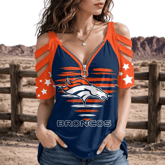 [TOUCHDOWN DEAL] NEW CUSTOMIZED NFL13 DVB DENVER BRONCOS STRAPPY COLD-SHOULDER TOP