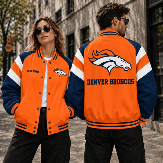 [TOUCHDOWN DEAL] NEW CUSTOMIZED NFL13 DVB DENVER BRONCOS SATIN VARSITY & BASEBALL JACKET